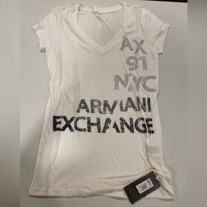 Armani Exchange white v-neck tshirt NWT size small